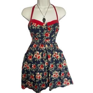 Y2K Short Floral Sundress With Red Trim